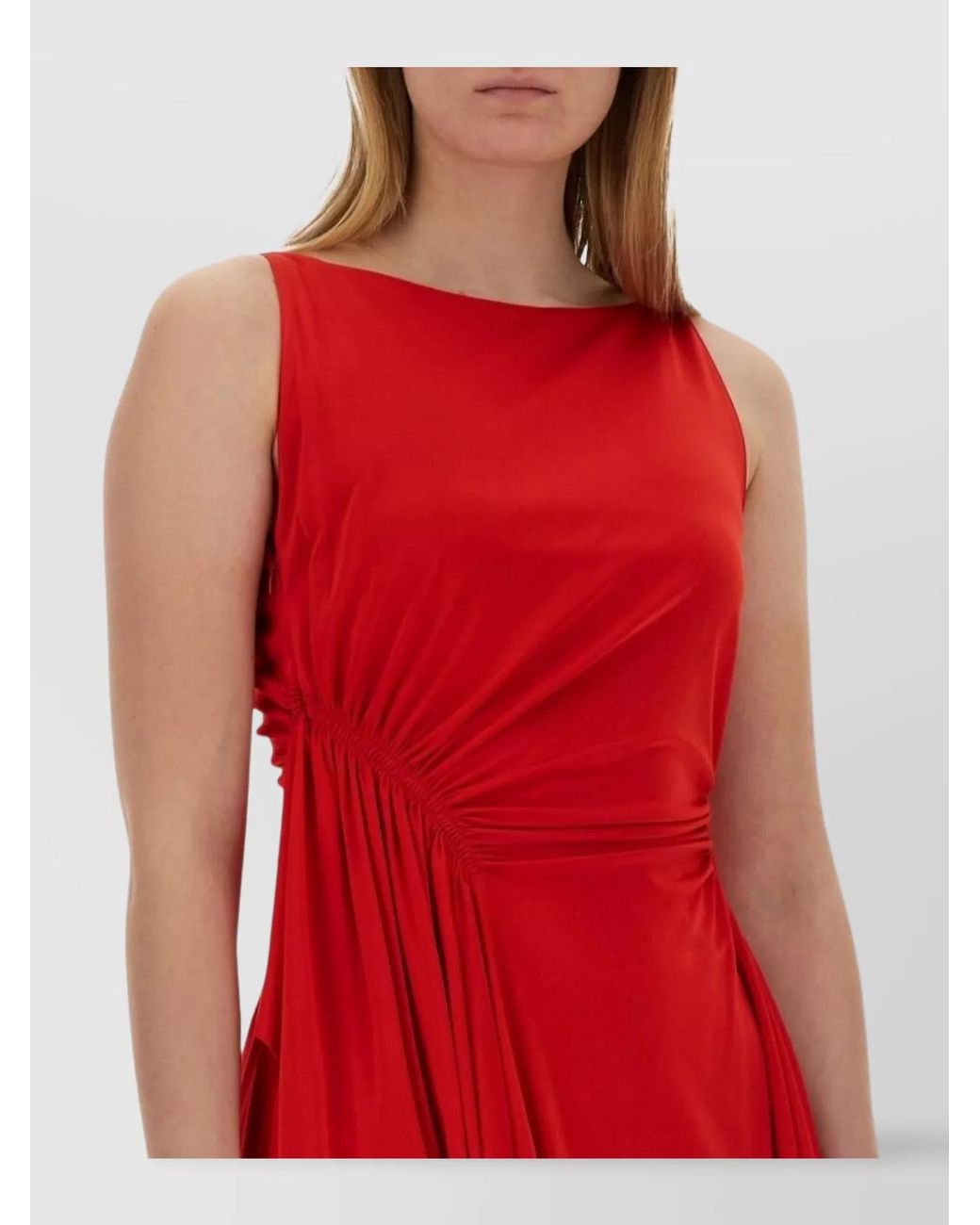 Lanvin Red Draped Midi Dress