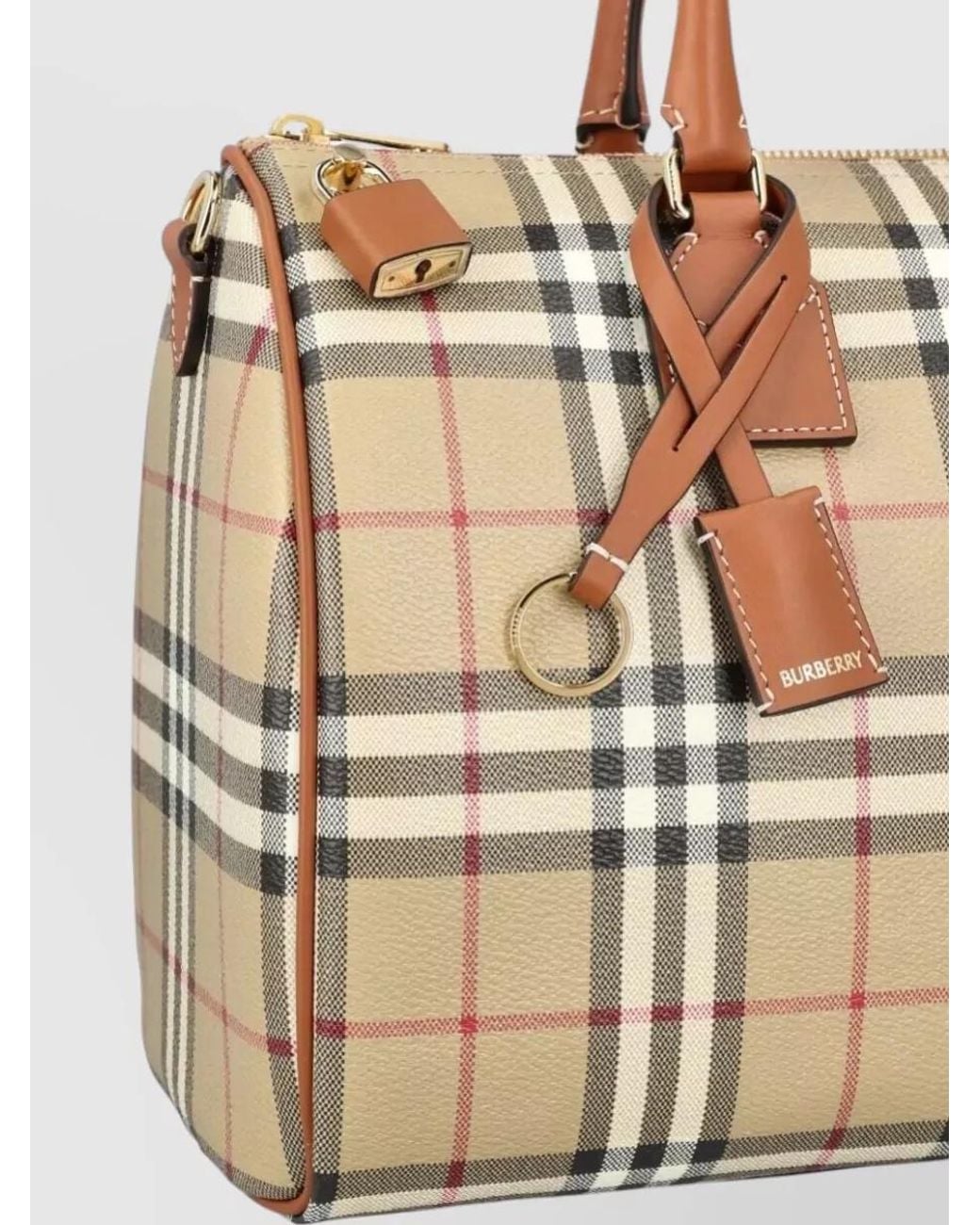 Burberry Metallic Check Medium Coated Canvas Bowling Bag