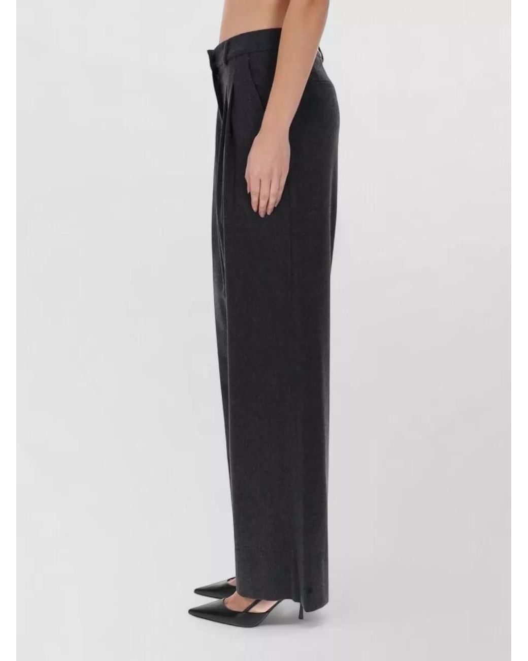 PT Torino Black Cashmere Wide-Leg Trousers