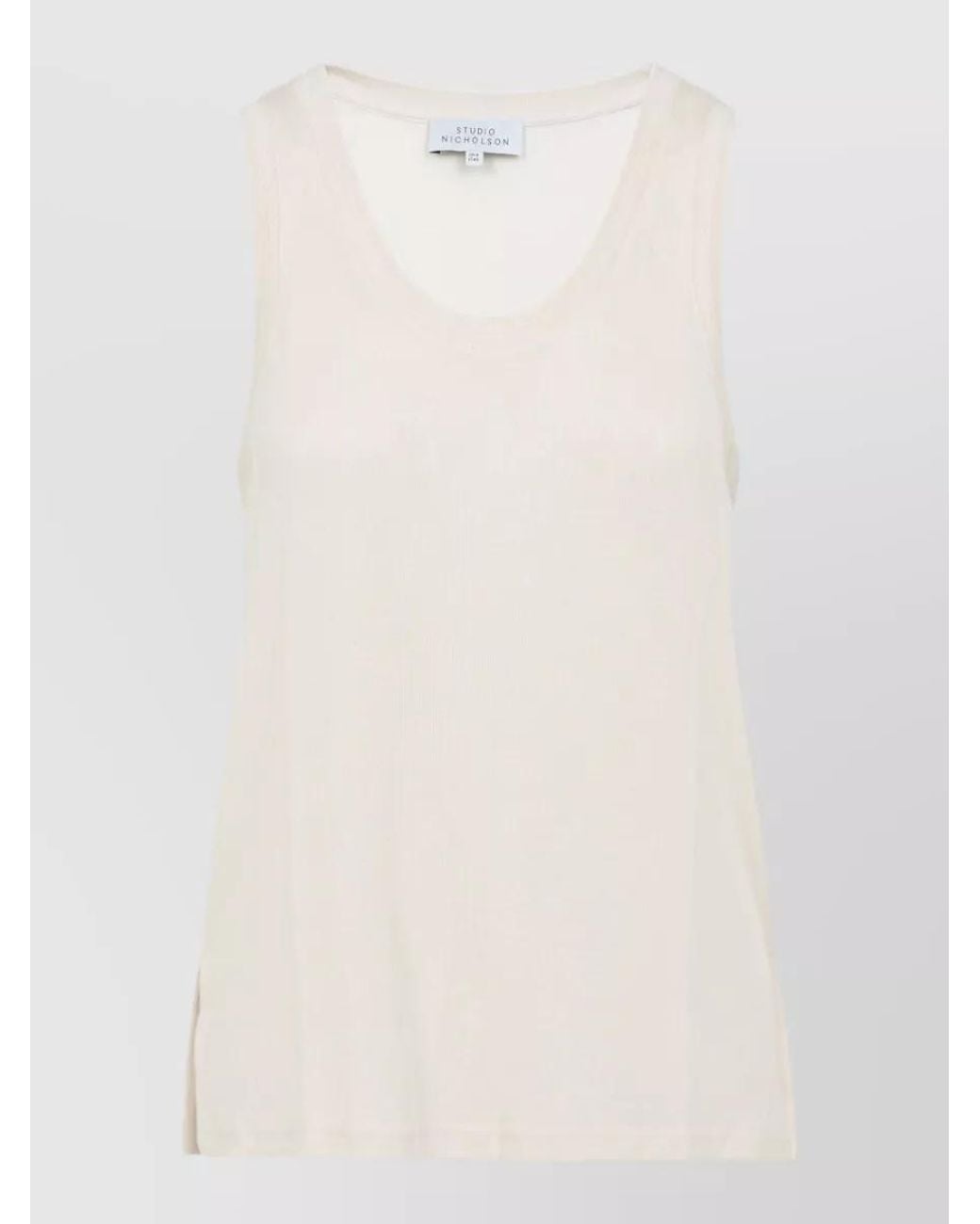 Studio Nicholson White Ribbed Scoop Neck Vest