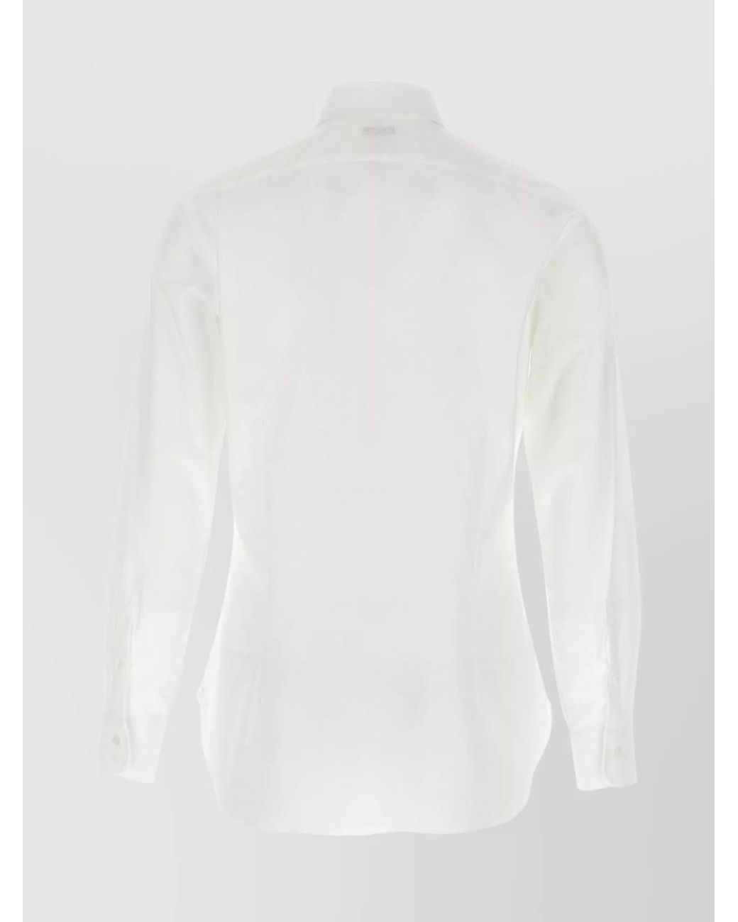 Barba Napoli White Honeycomb Cotton Shirt for men