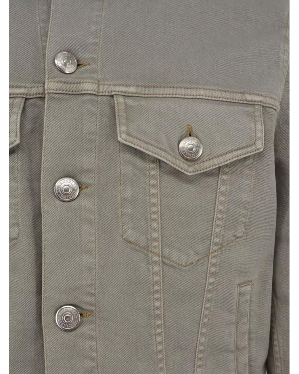 Brunello Cucinelli Gray Denim Cotton Jacket Flap Pockets for men