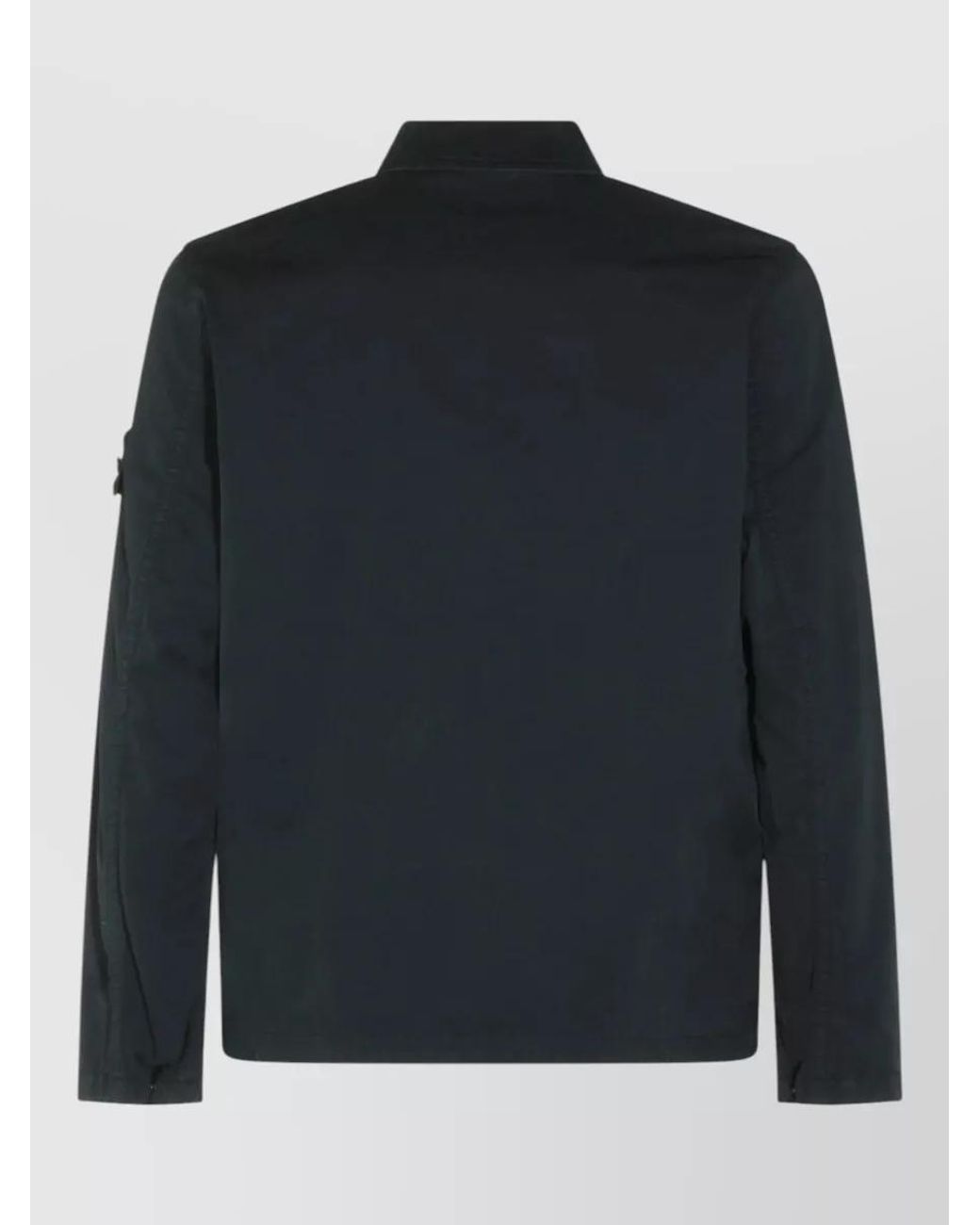 Stone Island Black Stretch Cotton Twill Shirt for men