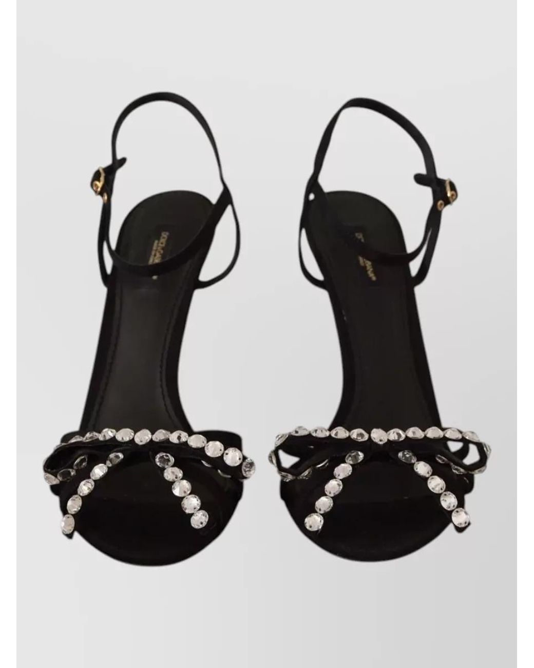 Dolce & Gabbana Black Crystal Embellished Ankle Strap Sandals