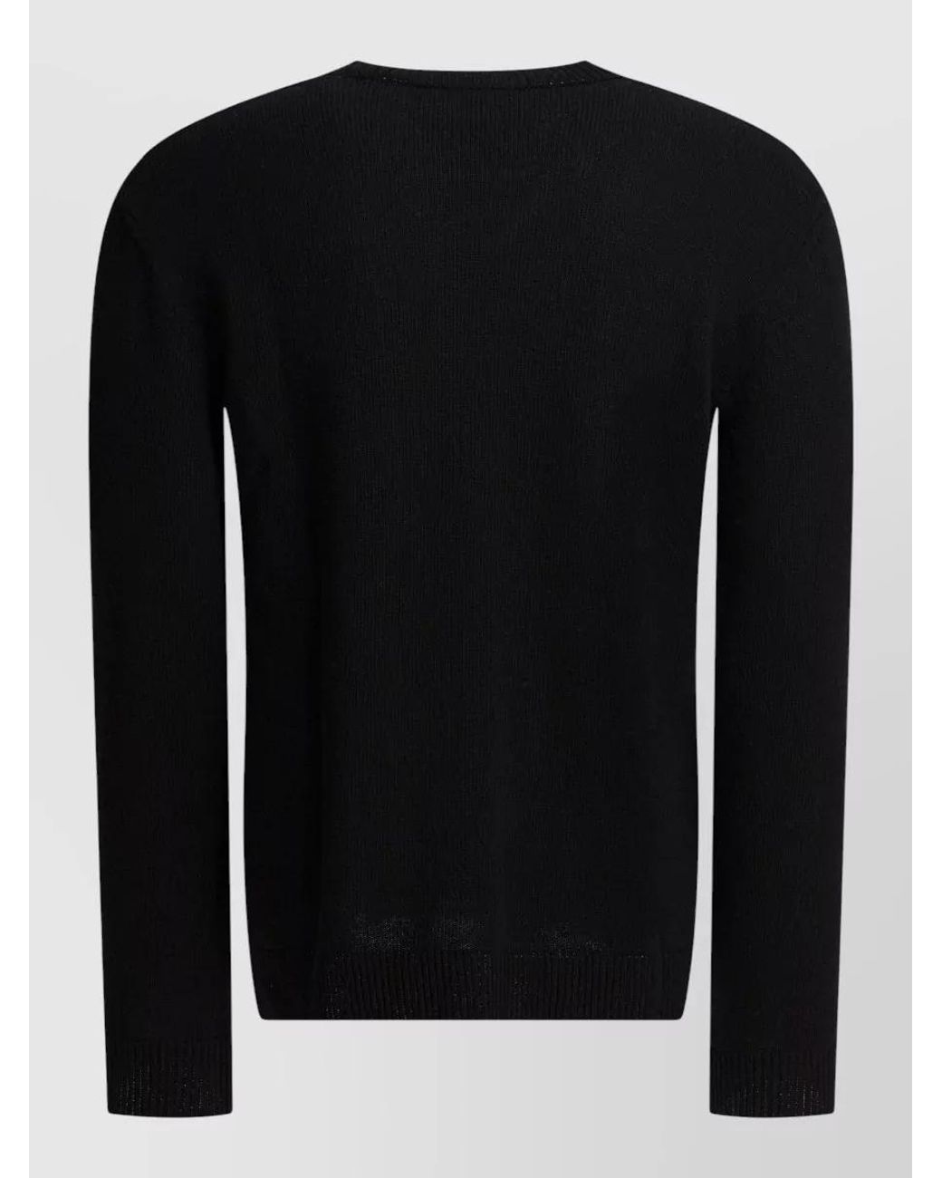 Valentino Garavani Black Wool Sweater Contrast Pattern Ribbed Trims for men