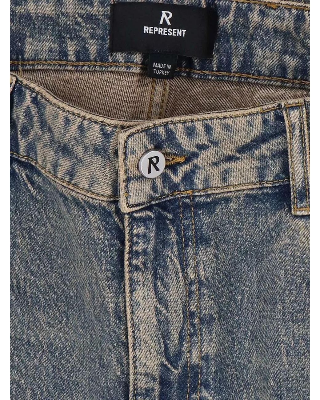 Represent Gray Cotton Straight-Leg Jeans for men