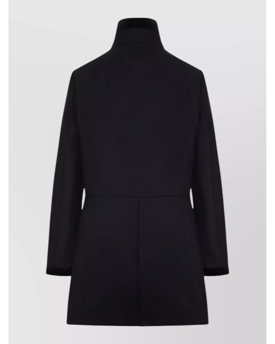 Fay Blue Cashmere Wool High Neck Single Breasted Coat