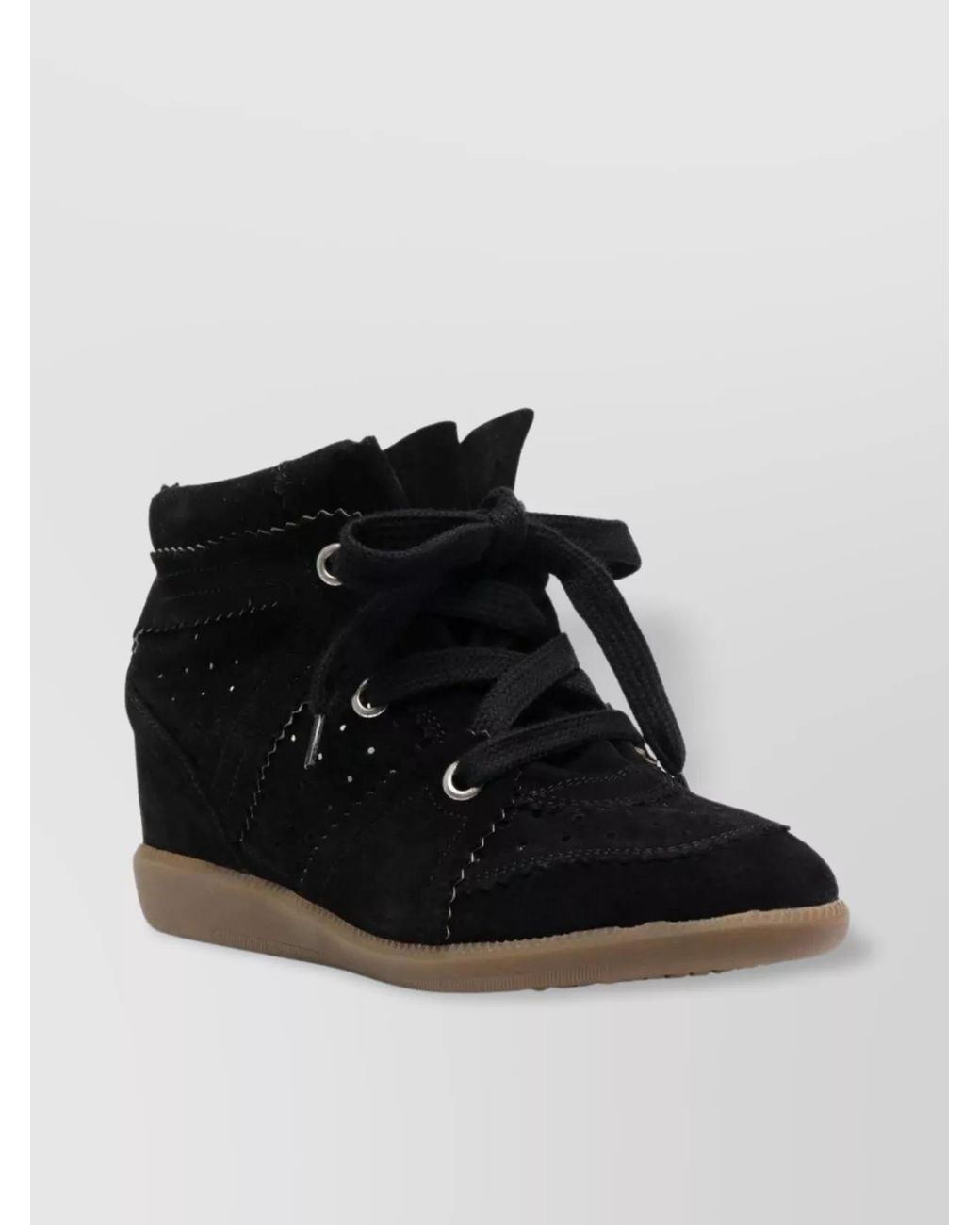 Isabel Marant Black Leather Wedge Hi-Top Sneakers