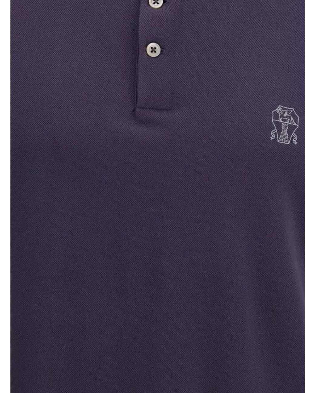 Brunello Cucinelli Blue Cotton Polo Shirt for men