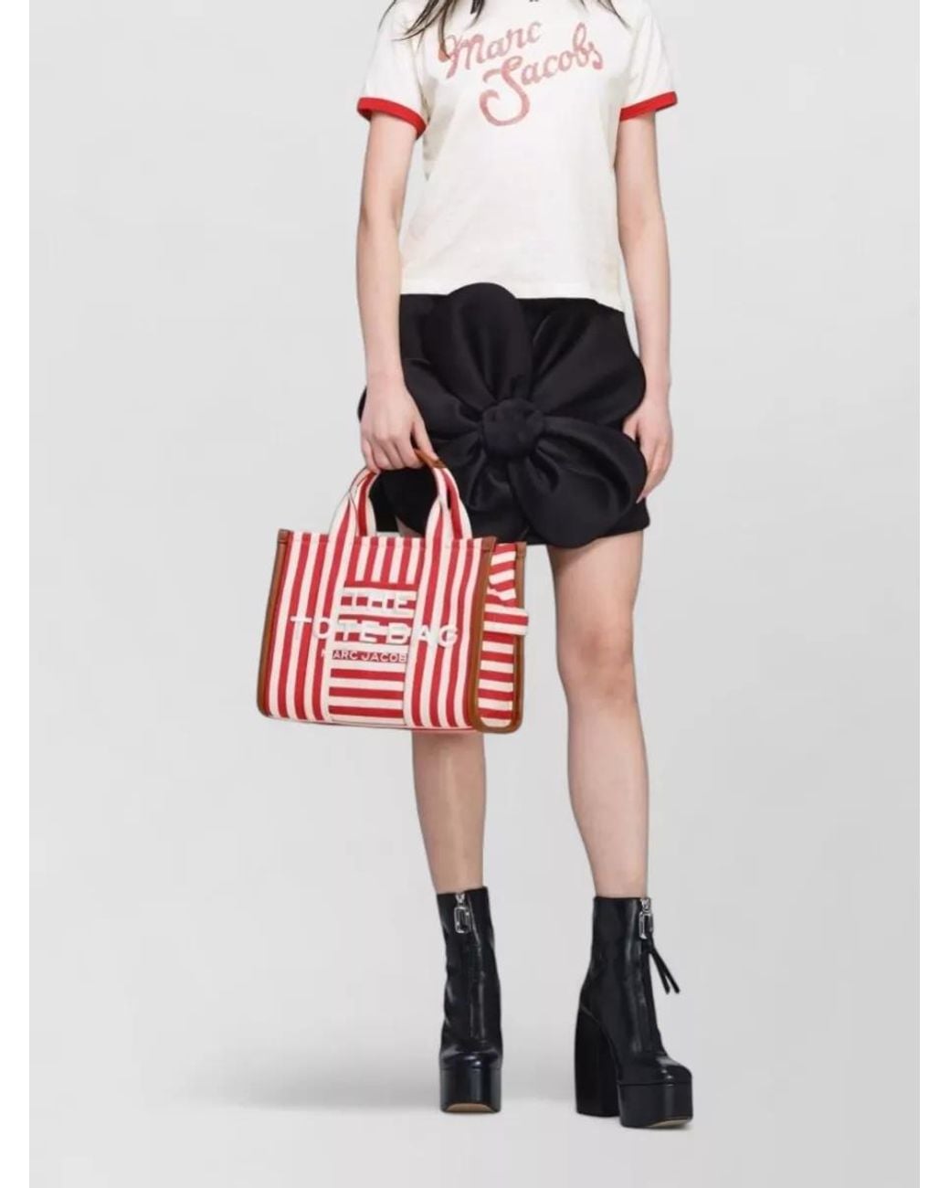 Marc Jacobs Red The Tote Bag Medium Cotton Tote Bag
