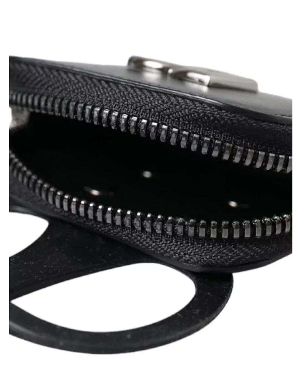 Dolce & Gabbana Black Leather Logo Coin Purse Lanyard Wallet for men