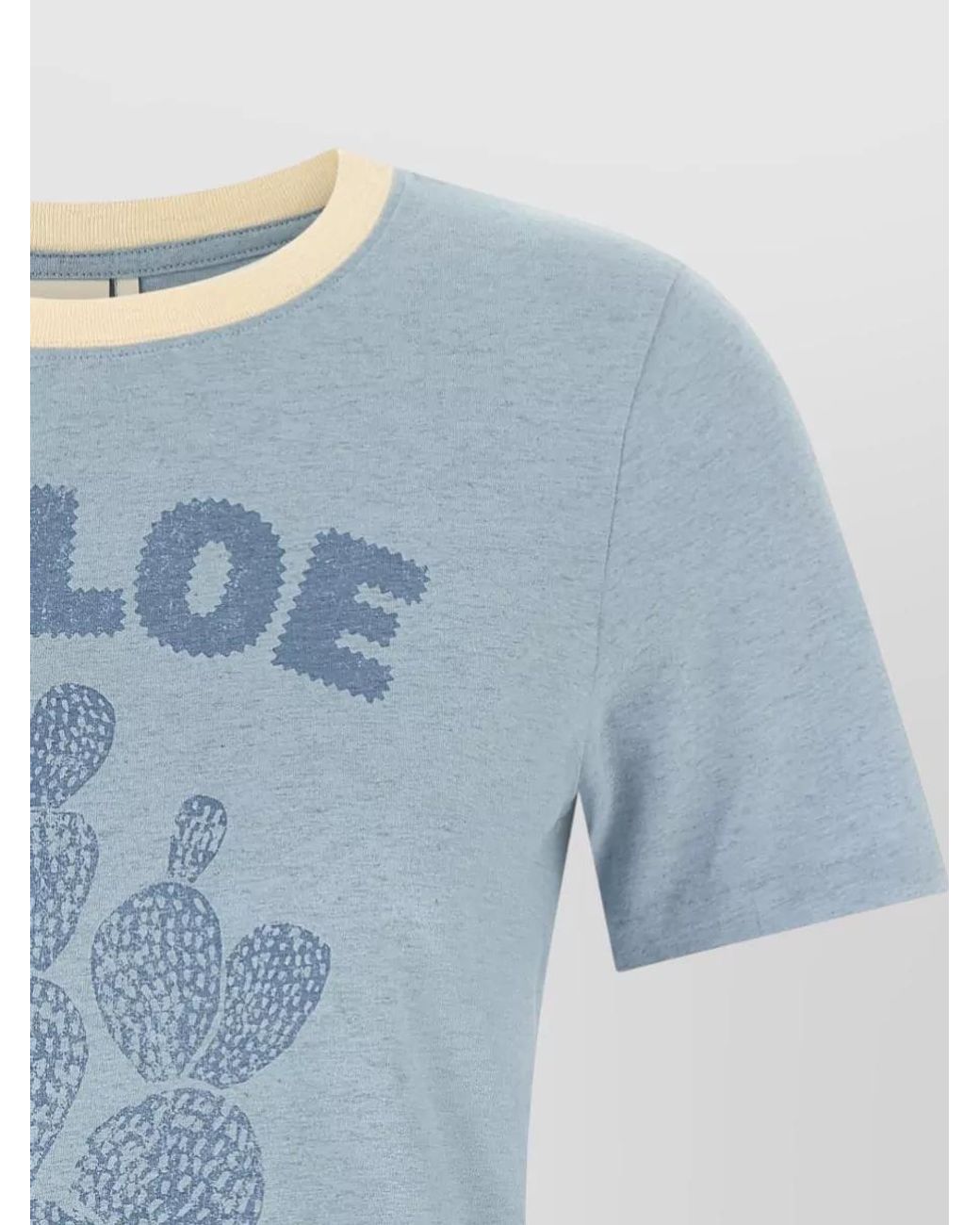 Chloé Blue Cotton Logo Print T-Shirt
