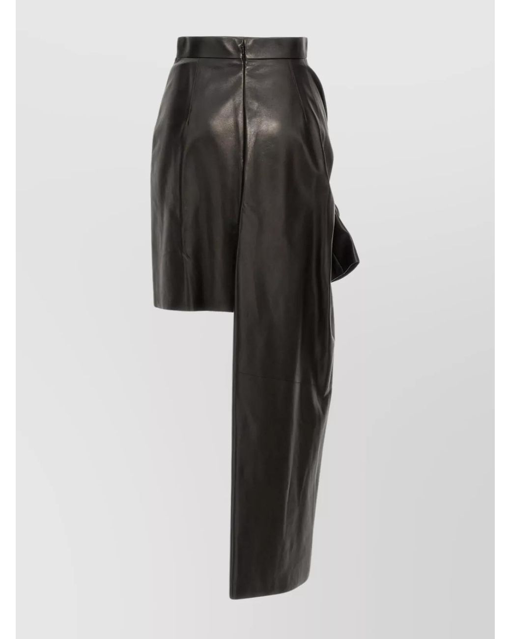 McQueen Black Leather Asymmetric Mini Skirt