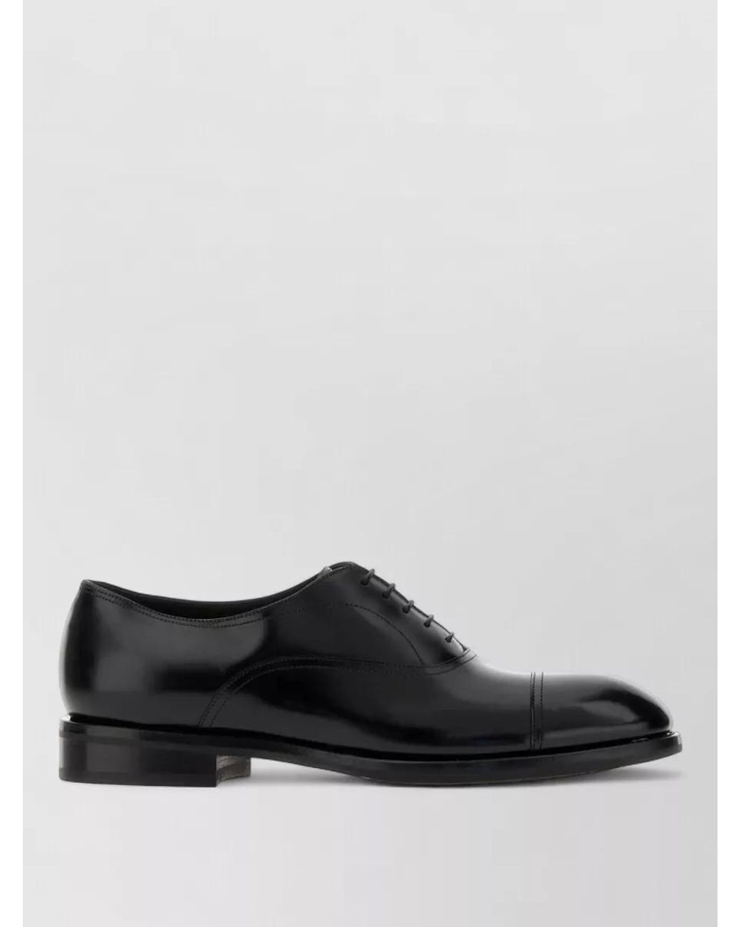 Santoni Black Leather Lace-Up Oxford Shoes for men