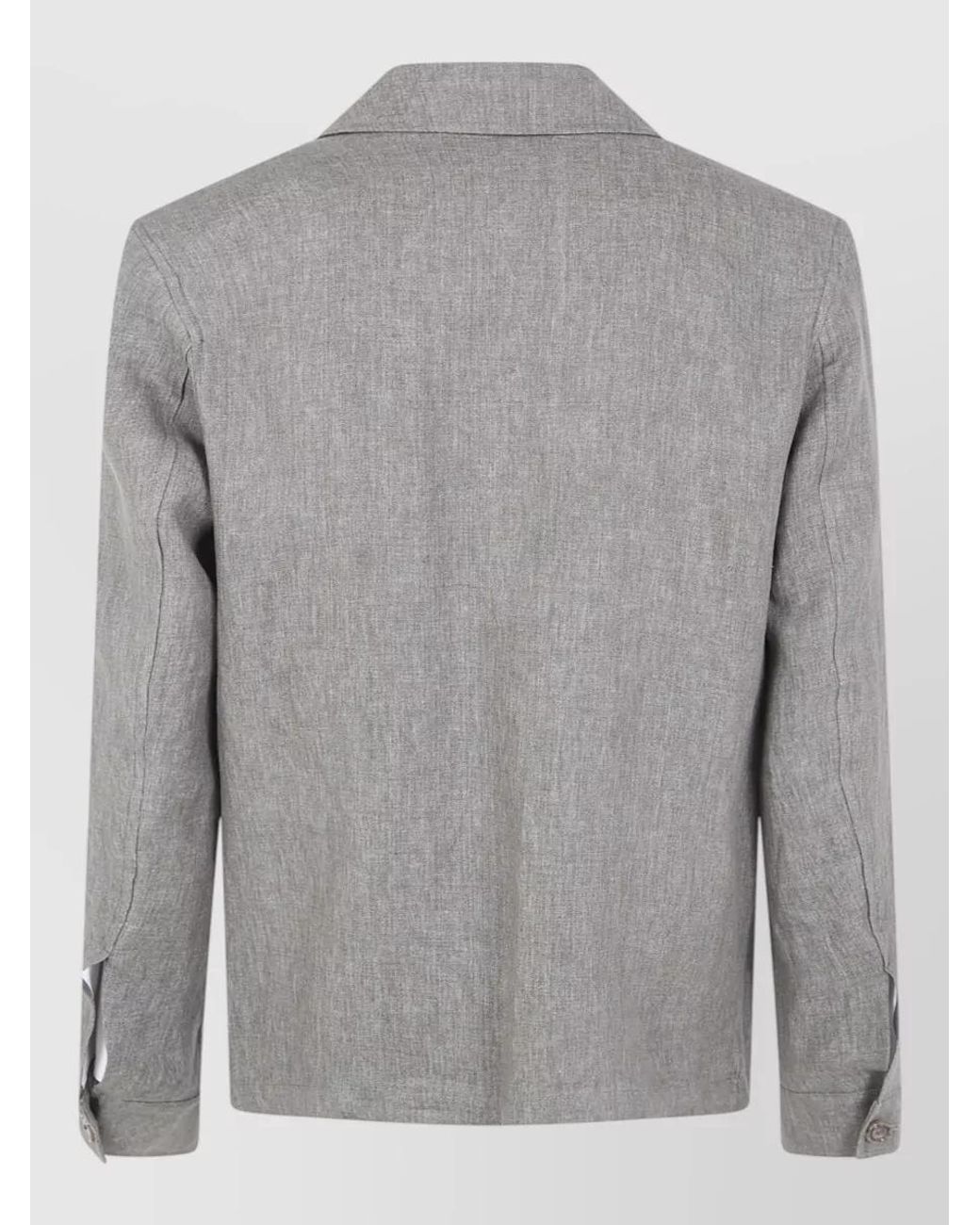 Barba Napoli Gray Linen Single Breasted Coat for men