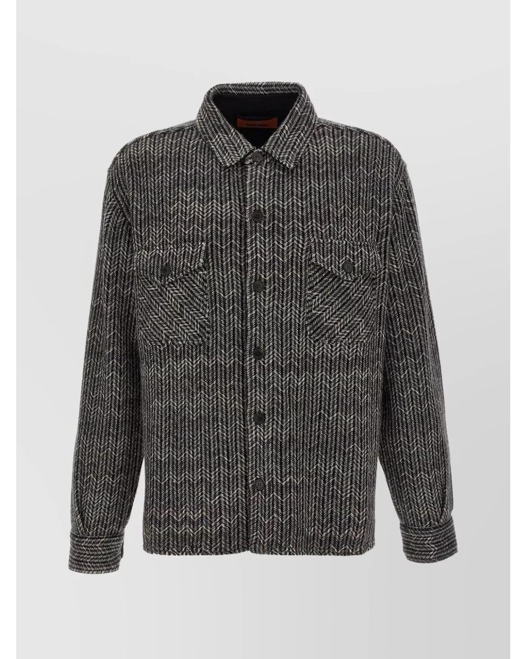 Missoni Gray 'Chest Pockets Chevron Pattern Long Sleeves' for men