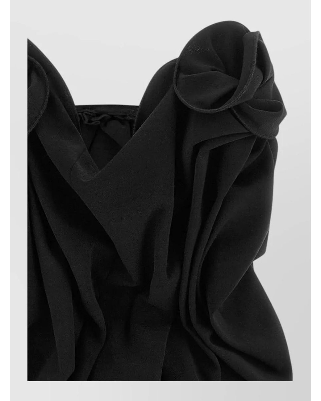 Magda Butrym Black Wool Off-Shoulder Draped Corset Top