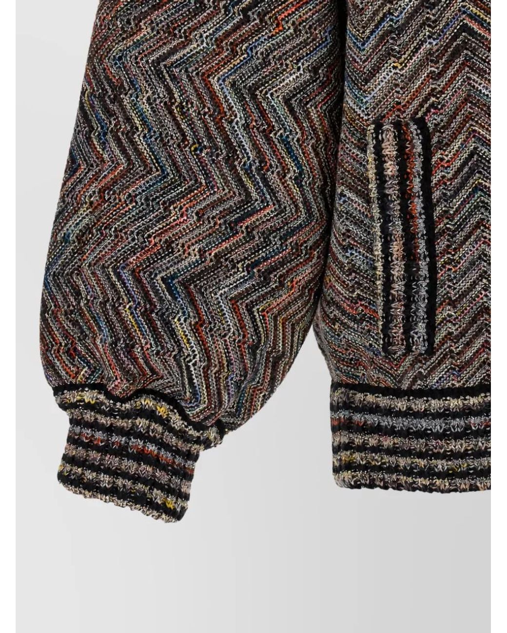 Missoni Gray Chevron Knit Bomber Jacket