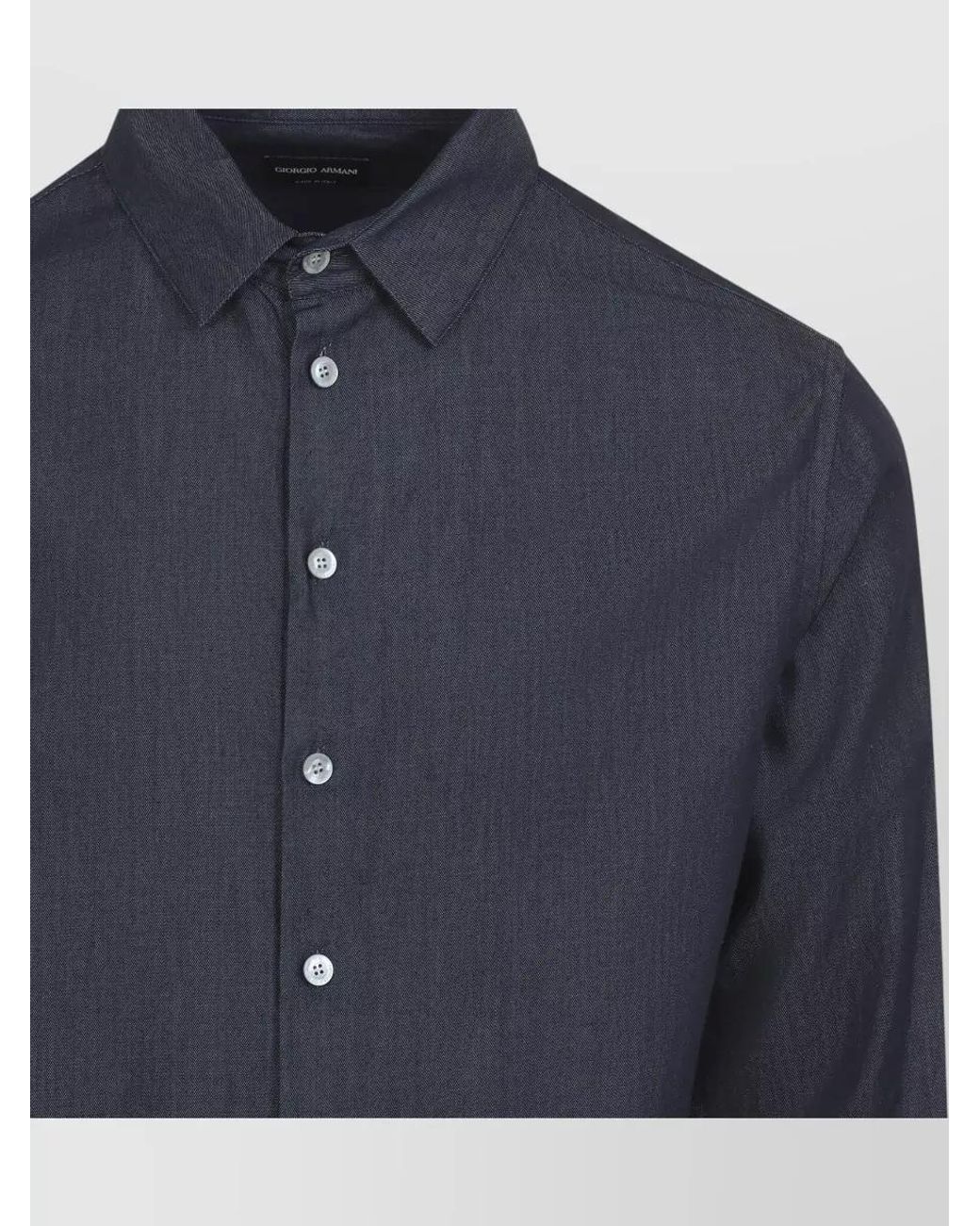 Giorgio Armani Blue Denim Cotton Long-Sleeve Shirt for men
