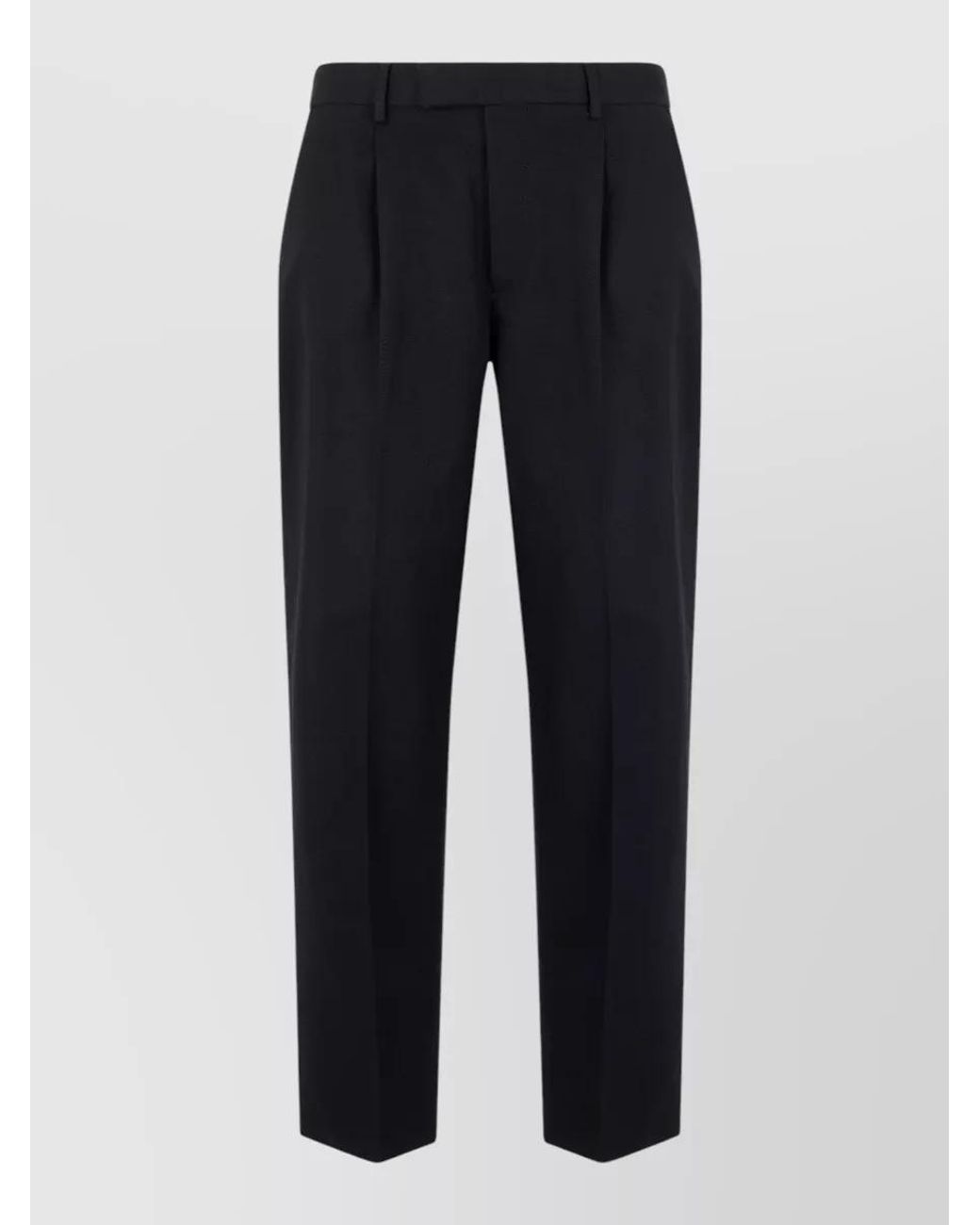 Zegna Blue Cotton Linen Straight Leg Trousers for men