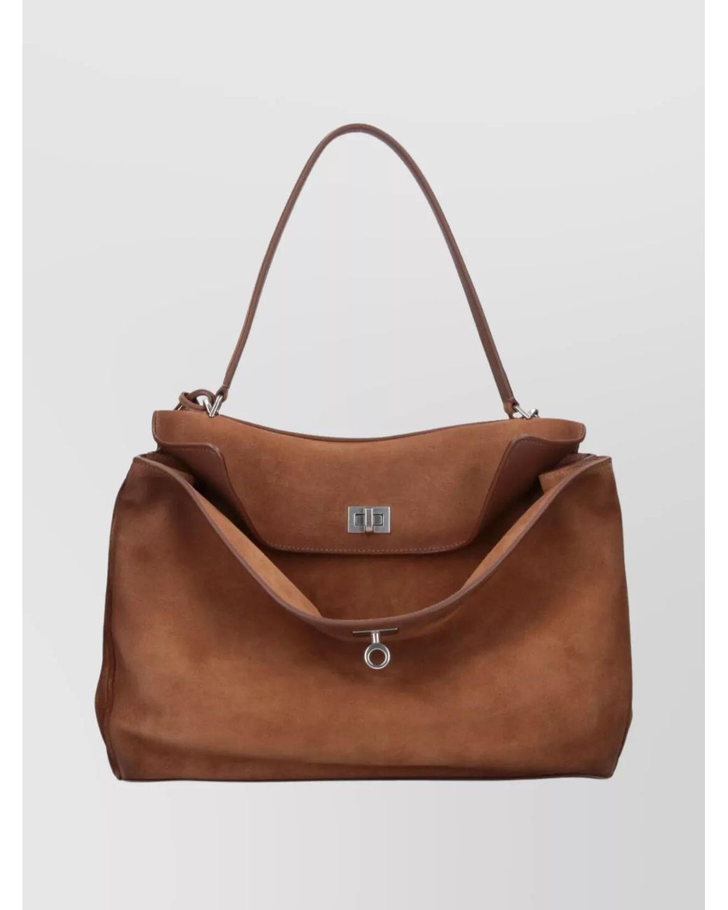 Balenciaga Brown Rodeo Medium Suede Leather Shoulder Bag