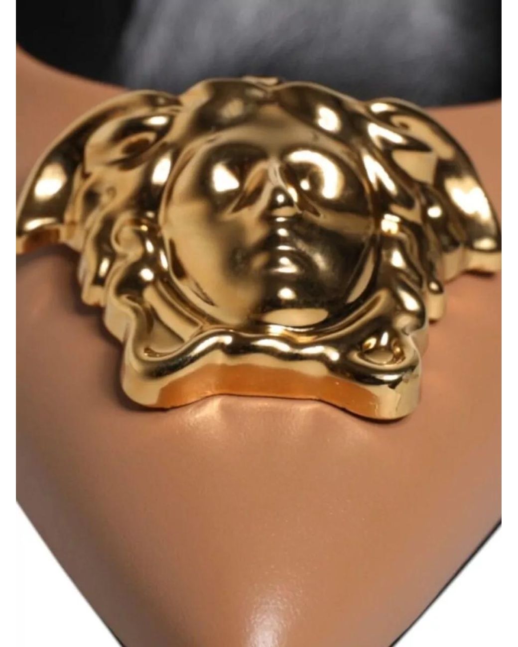 Versace Black Leather Logo-Plaque Pumps
