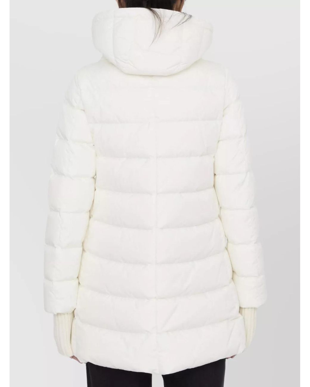 Herno White Long Puffer Jacket With Hood And Pockets