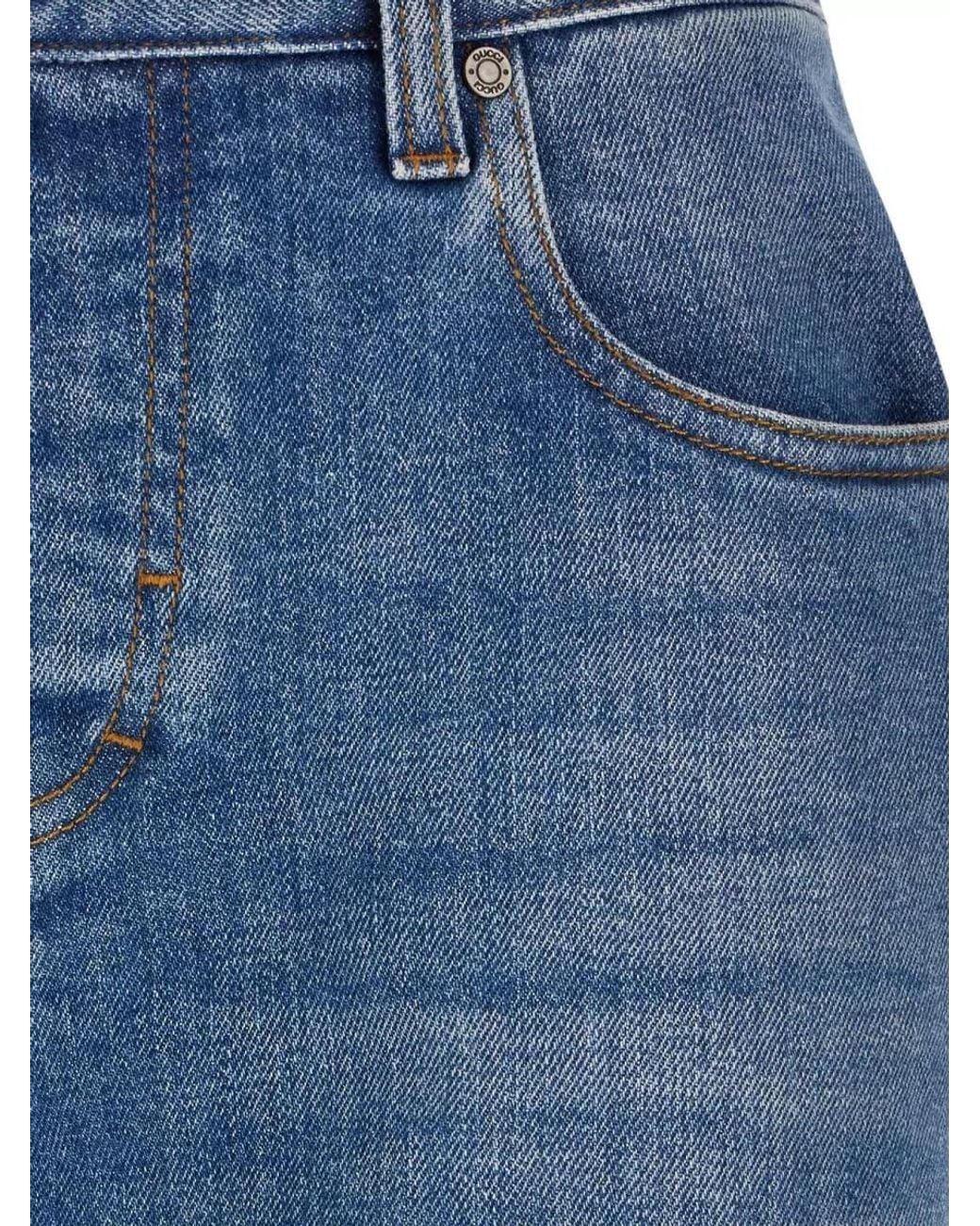 Gucci Blue Denim Straight-Leg Trousers