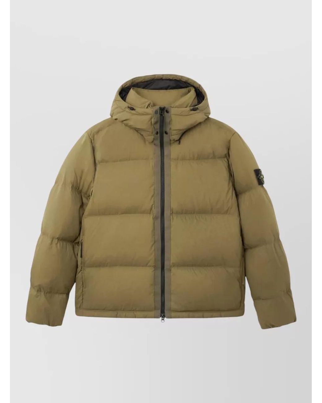 Stone Island Green Detachable Hood Down Puffer Jacket for men