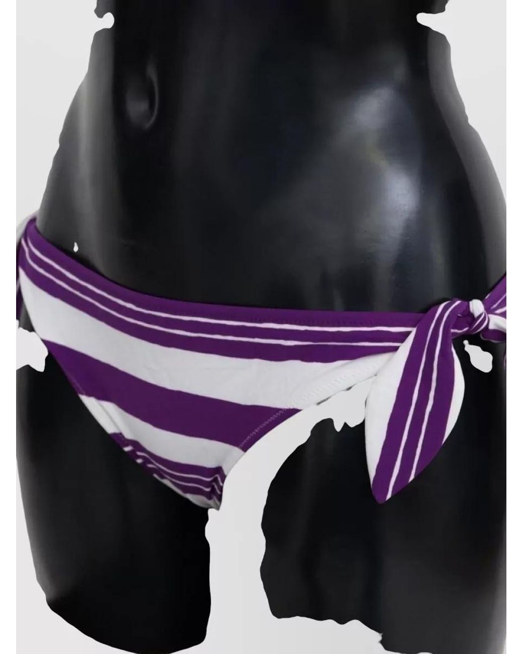 Dolce & Gabbana Black Striped Tie-Side Bikini Bottoms