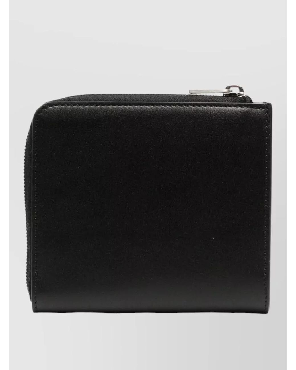 Jil Sander Black Leather Logo Print Zip Wallet for men