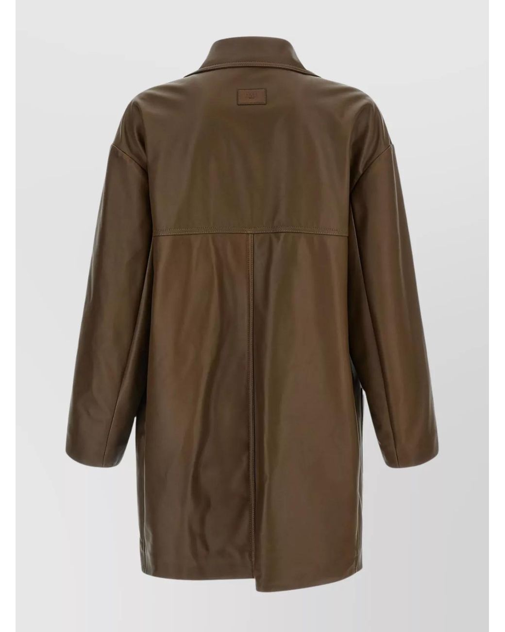 Fendi Brown Lamb Leather Double-Breasted Coat for men