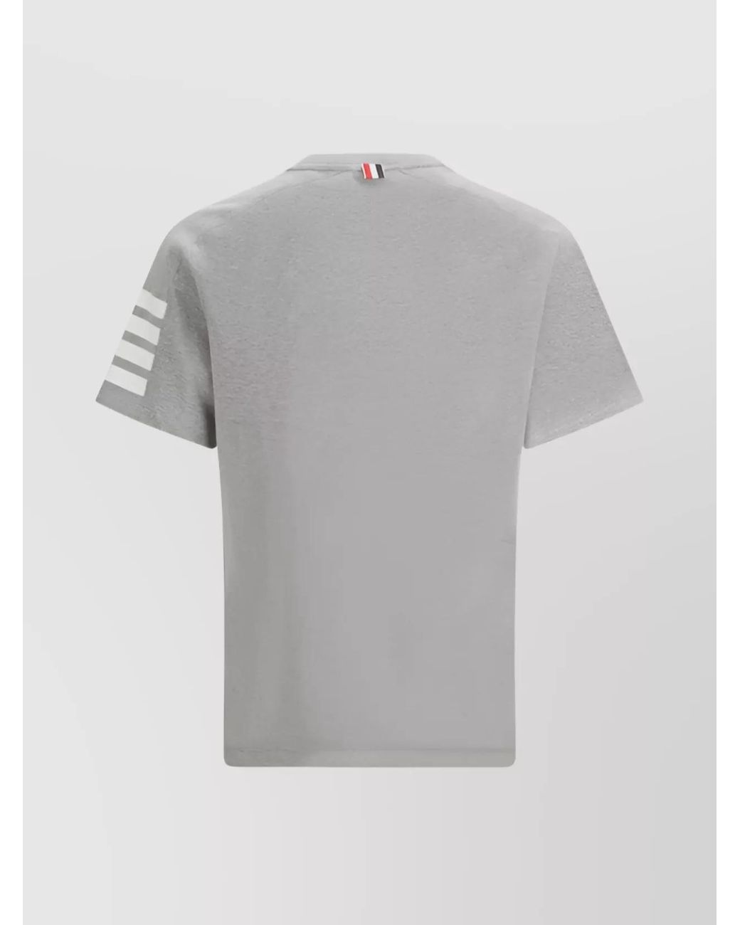 Thom Browne Gray Ribbed Crew Neck Cotton T-Shirt for men