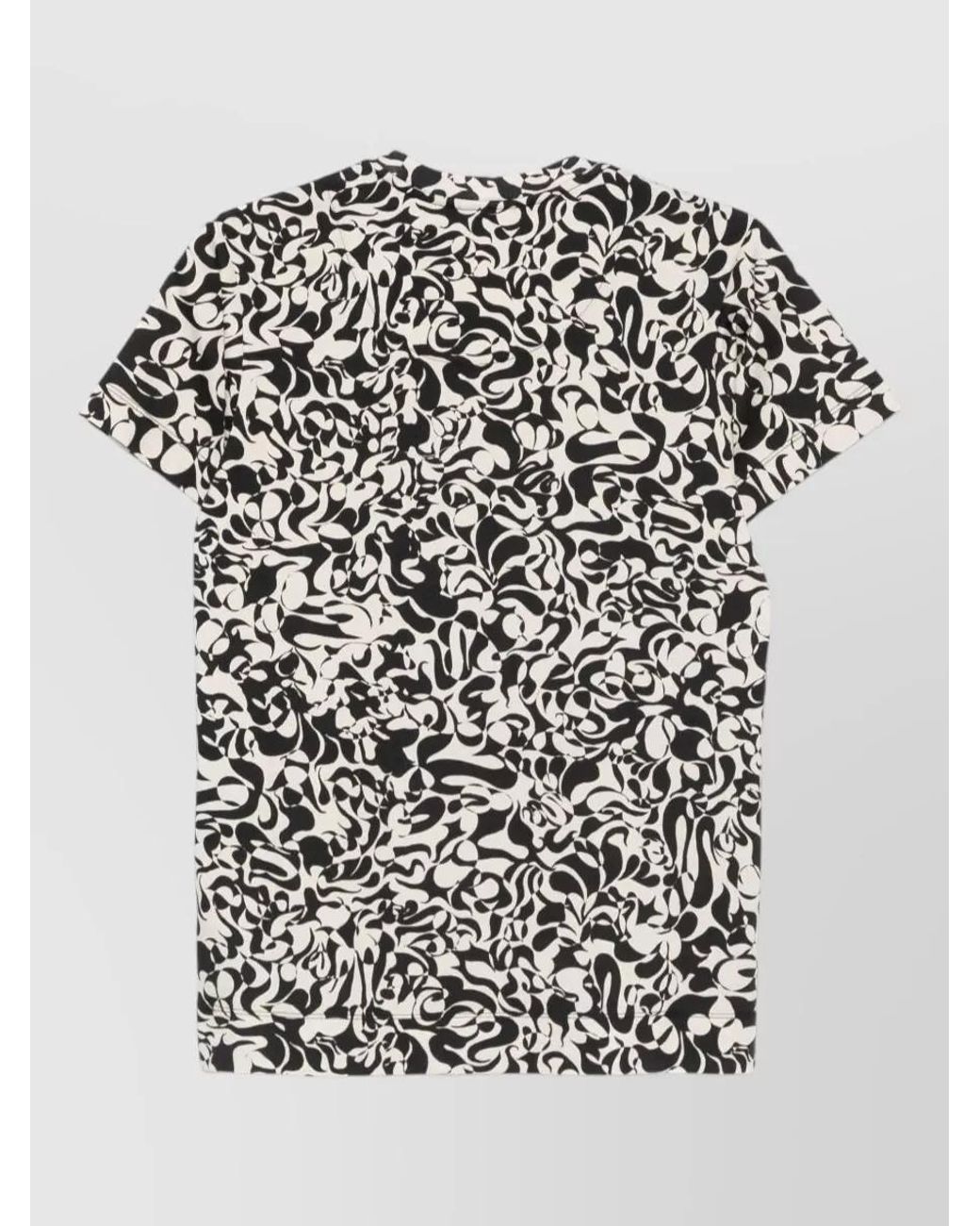 Dries Van Noten White Patterned Crew Neck Short Sleeve Shirt for men