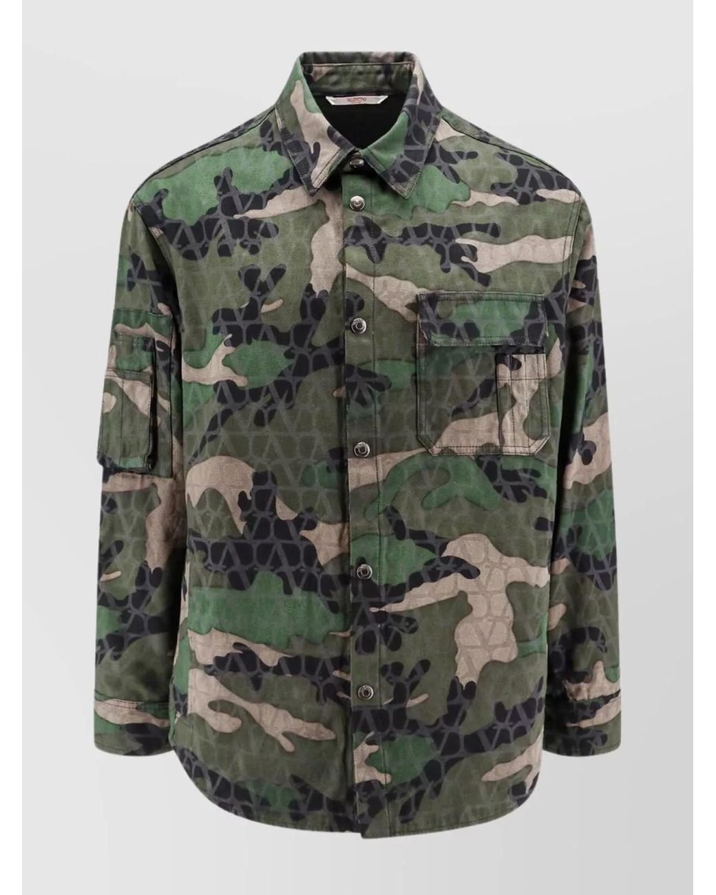 Valentino Green Cotton Camouflage Shirt Jacket for men