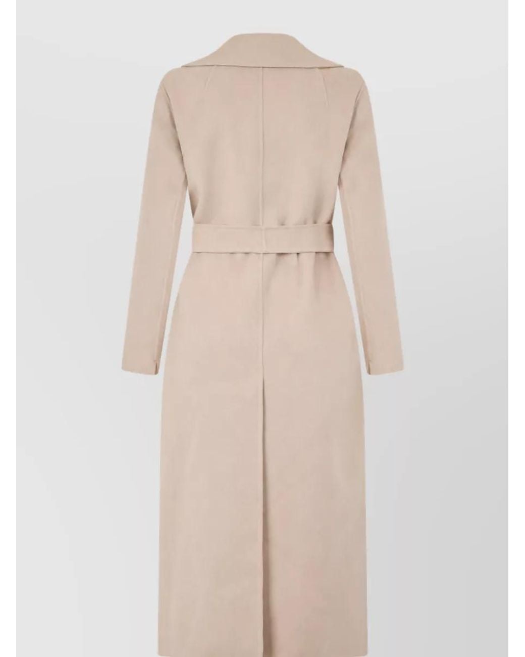 Max Mara Natural Virgin Wool Belted Long Coat