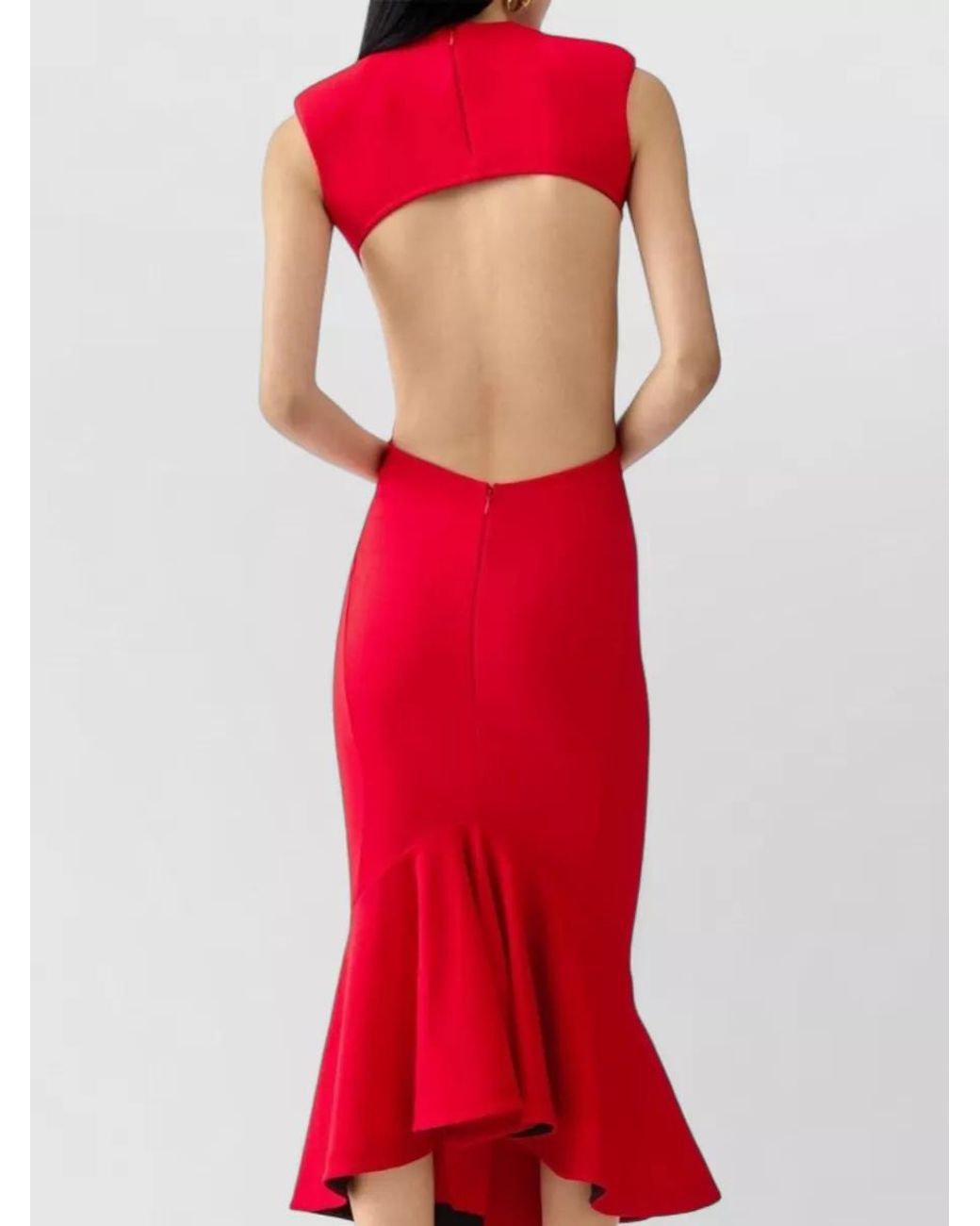 Jacquemus Red Polka-Dot Sleeveless Open-Back Midi Dress