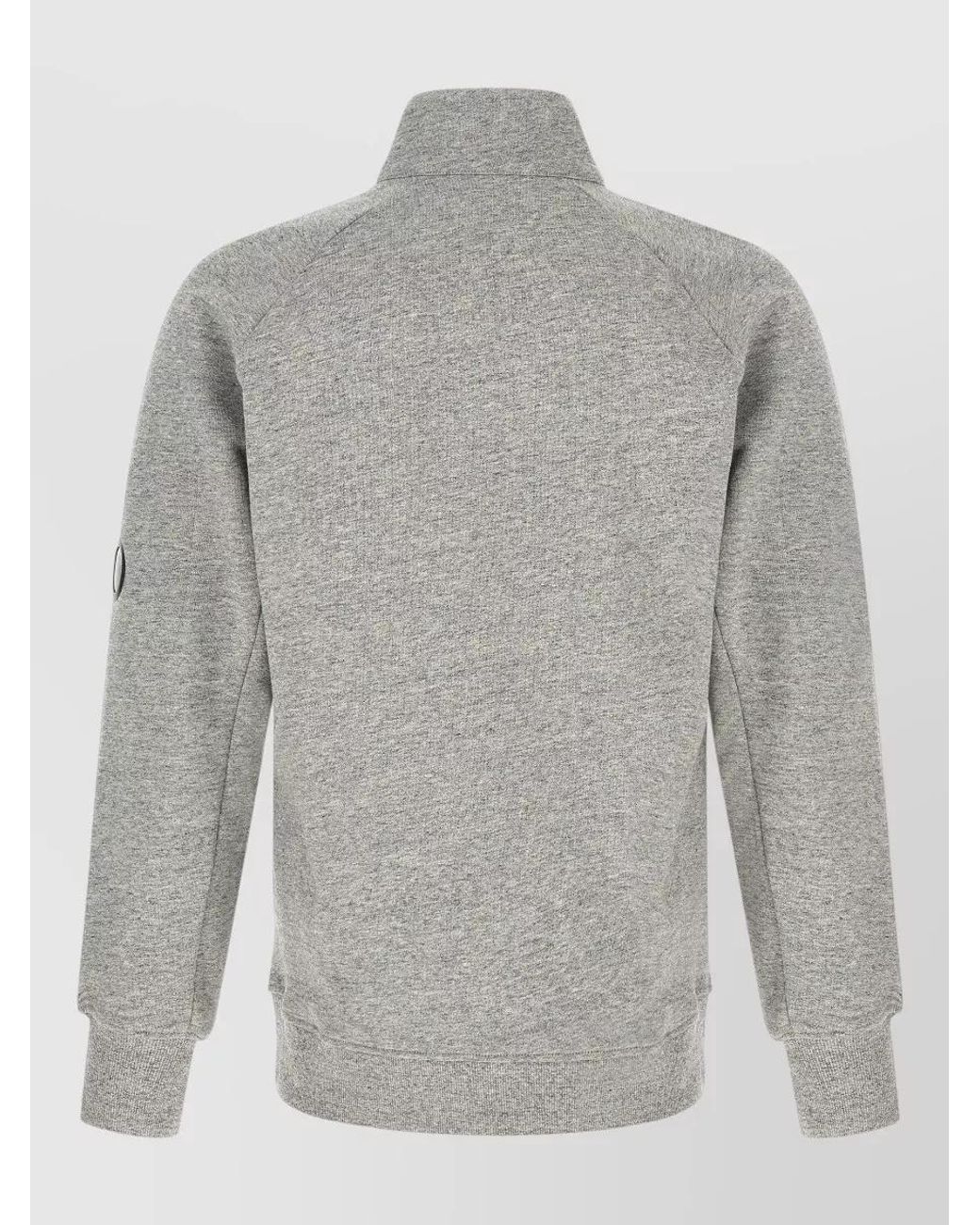 C P Company Gray Cotton High Neck Half Zip Sweatshirt for men