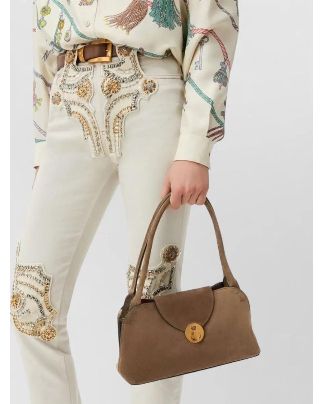 Versace Brown Na Leather Shoulder Bag