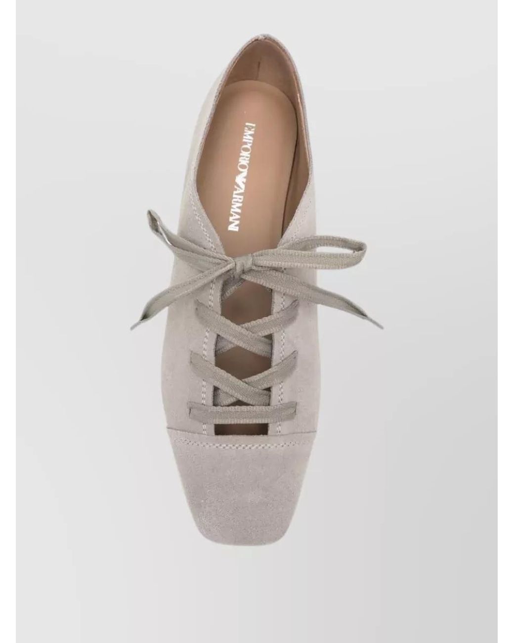 Emporio Armani White Leather Lace-Up Ballet Flats