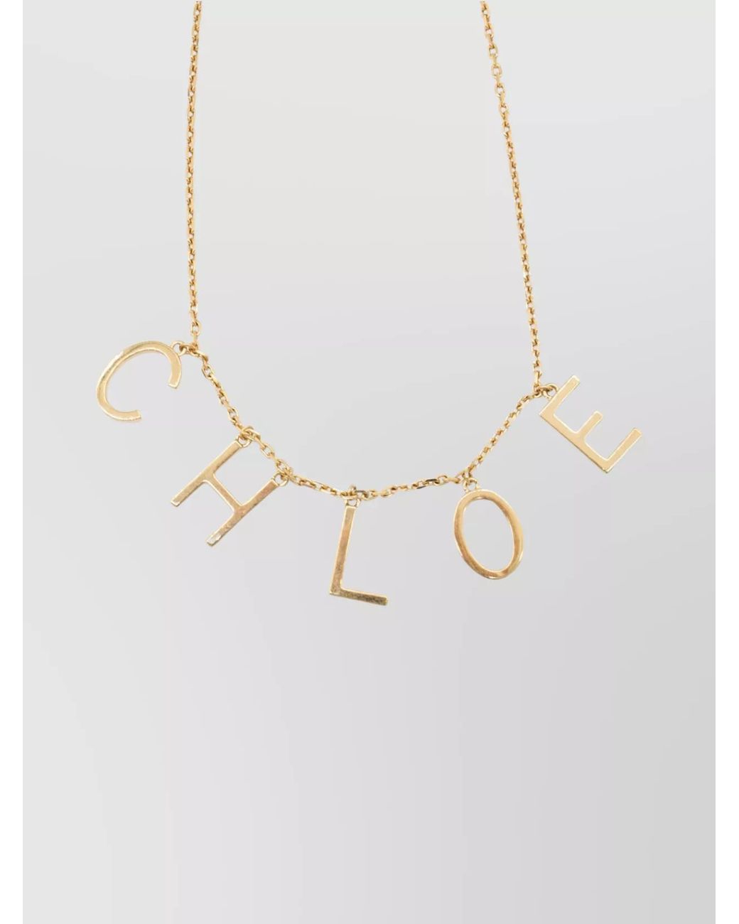 Chloé White Brass Logo-Pendant Necklace