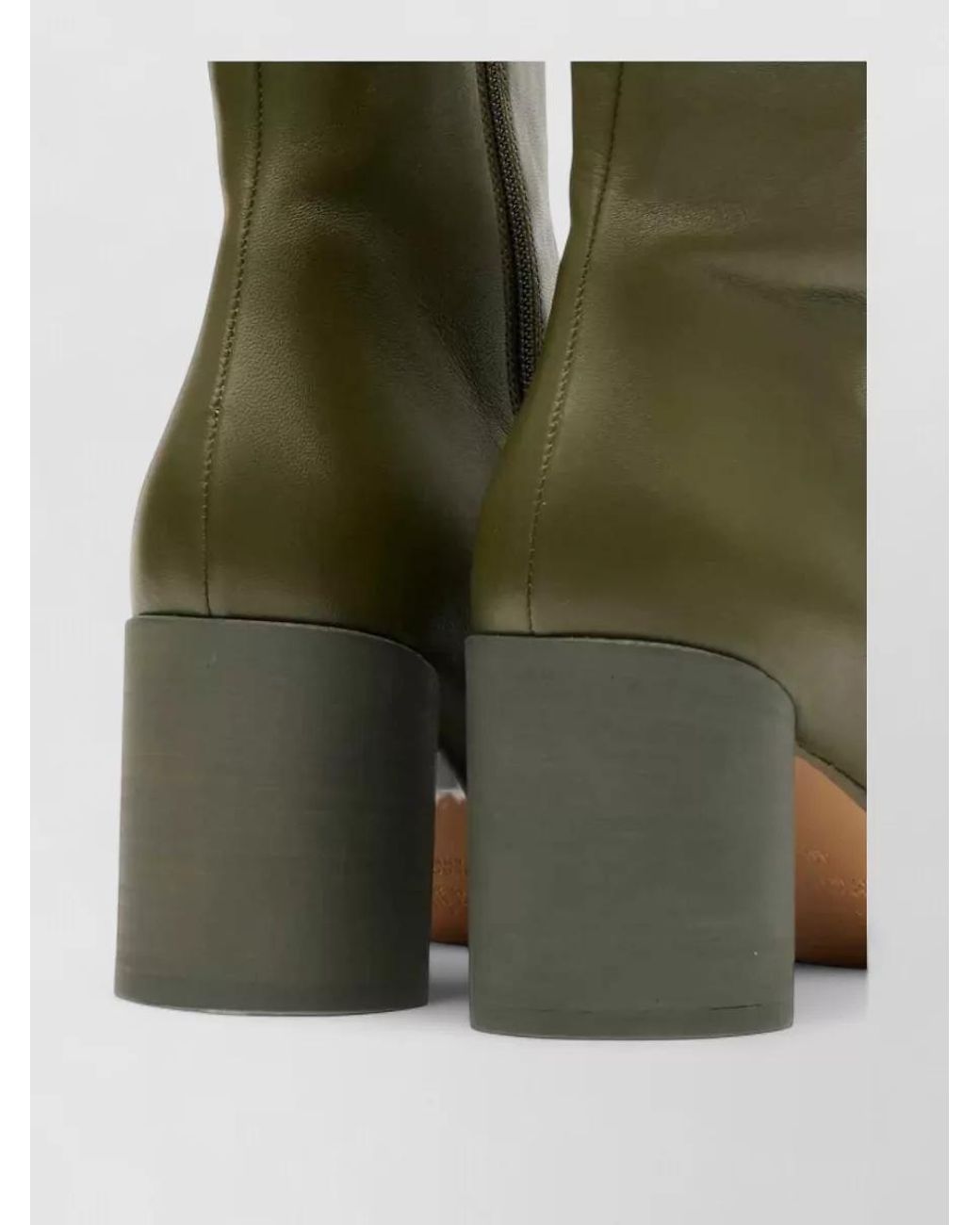 MM6 by Maison Margiela Green Leather Ankle Boots
