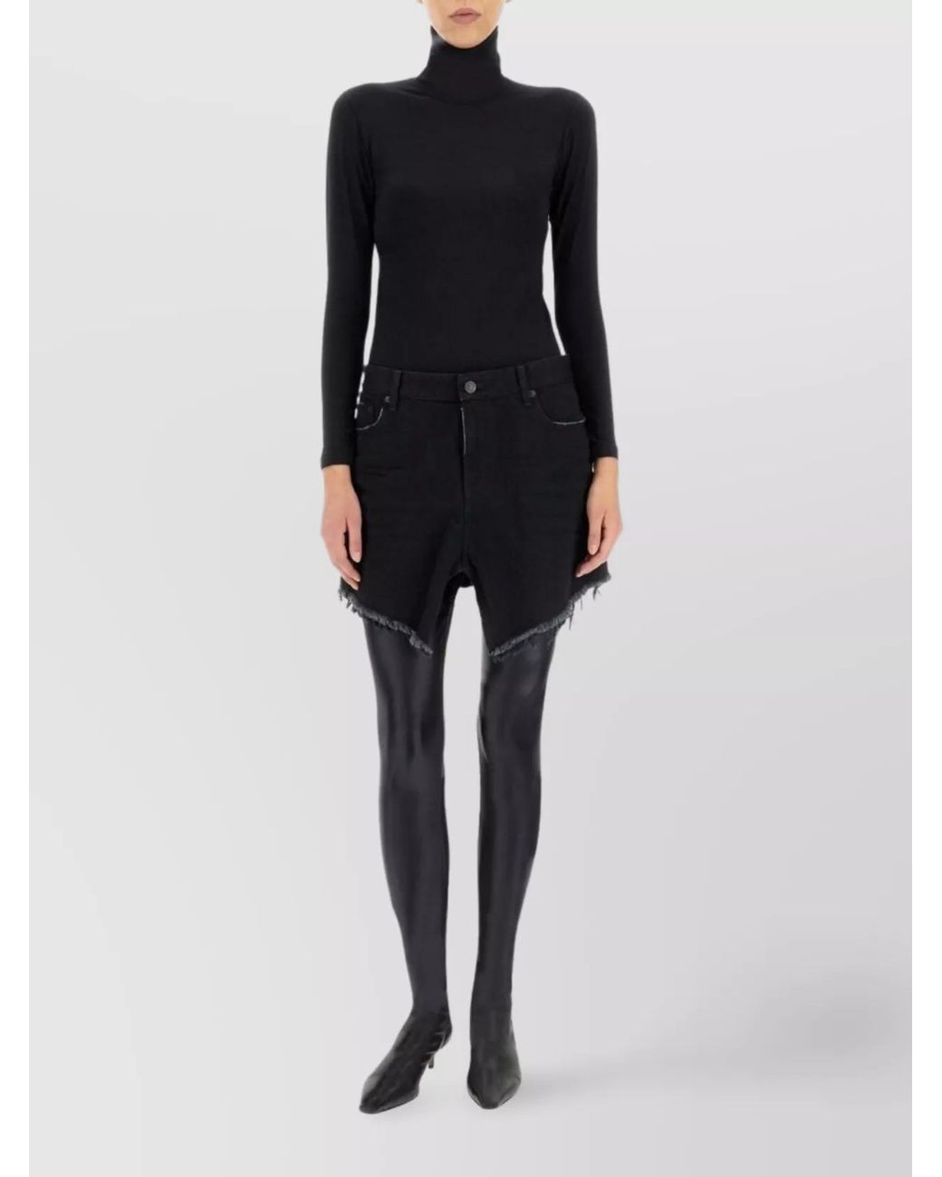 Balenciaga Black Denim Mini High-Waisted Skirt
