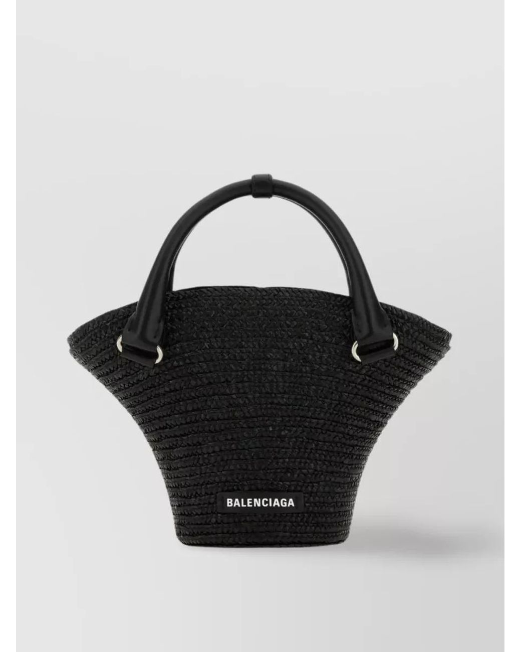 Balenciaga Black Beach Mini Straw Shoulder Bag
