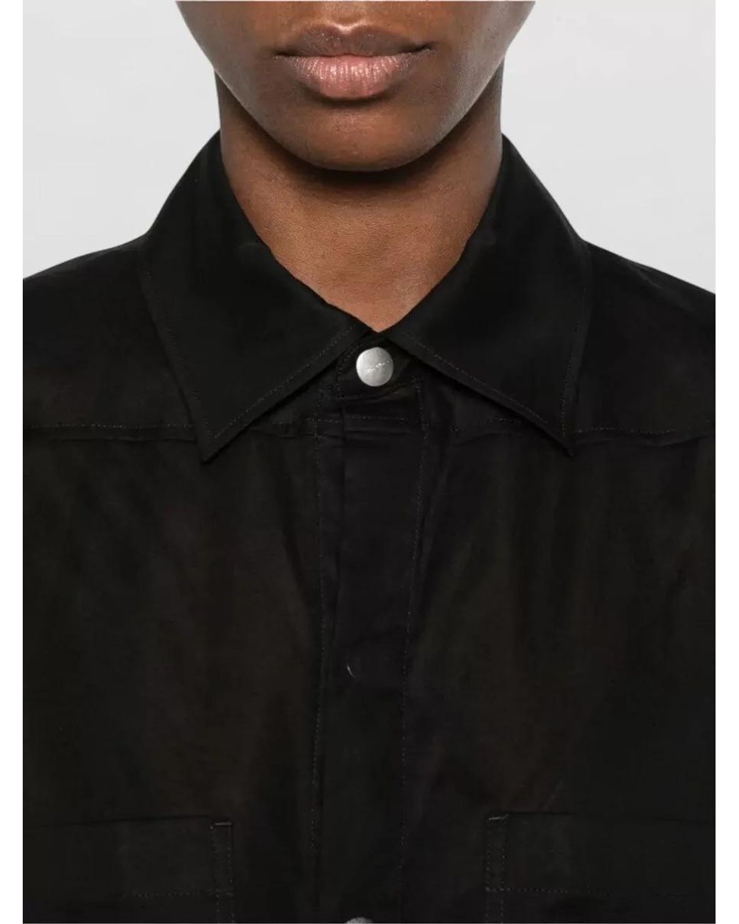 Rick Owens Black Cotton Short-Sleeve Shirt