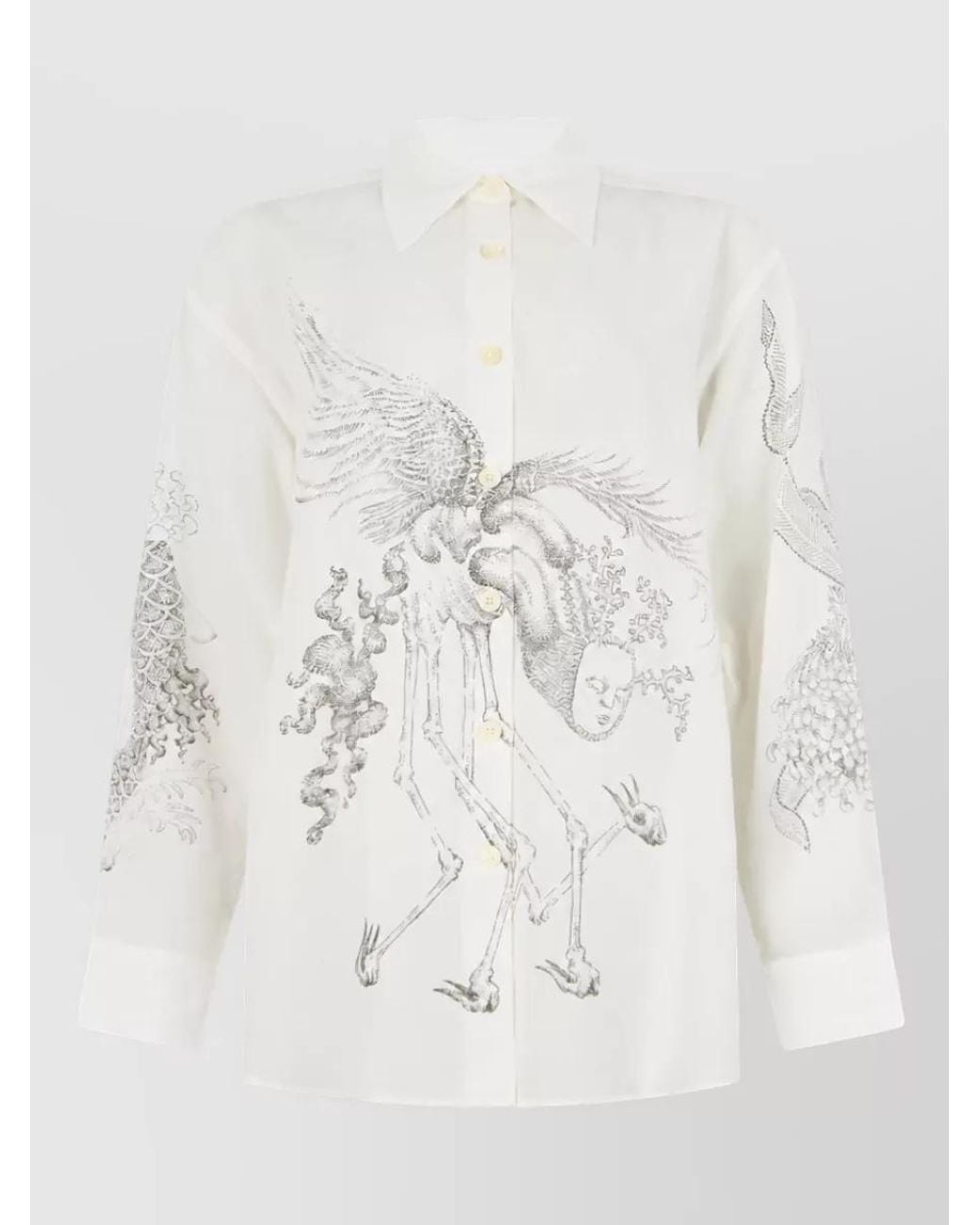 Our Legacy White Printed Long-Sleeve Shirt