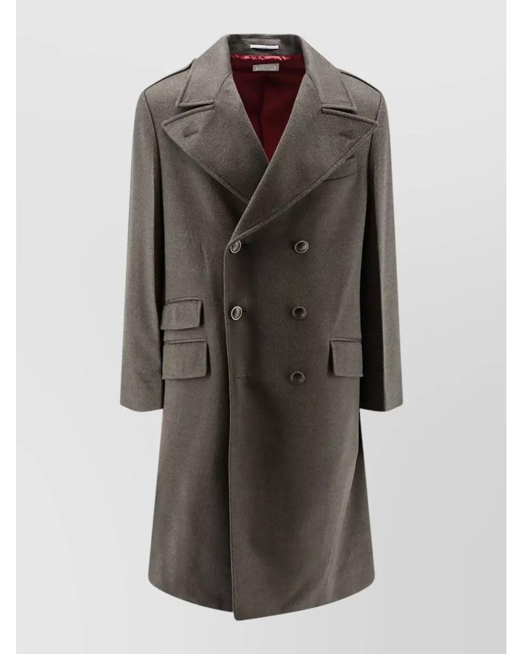 Brunello Cucinelli Gray Virgin Wool Double-Breasted Suit Jacket for men