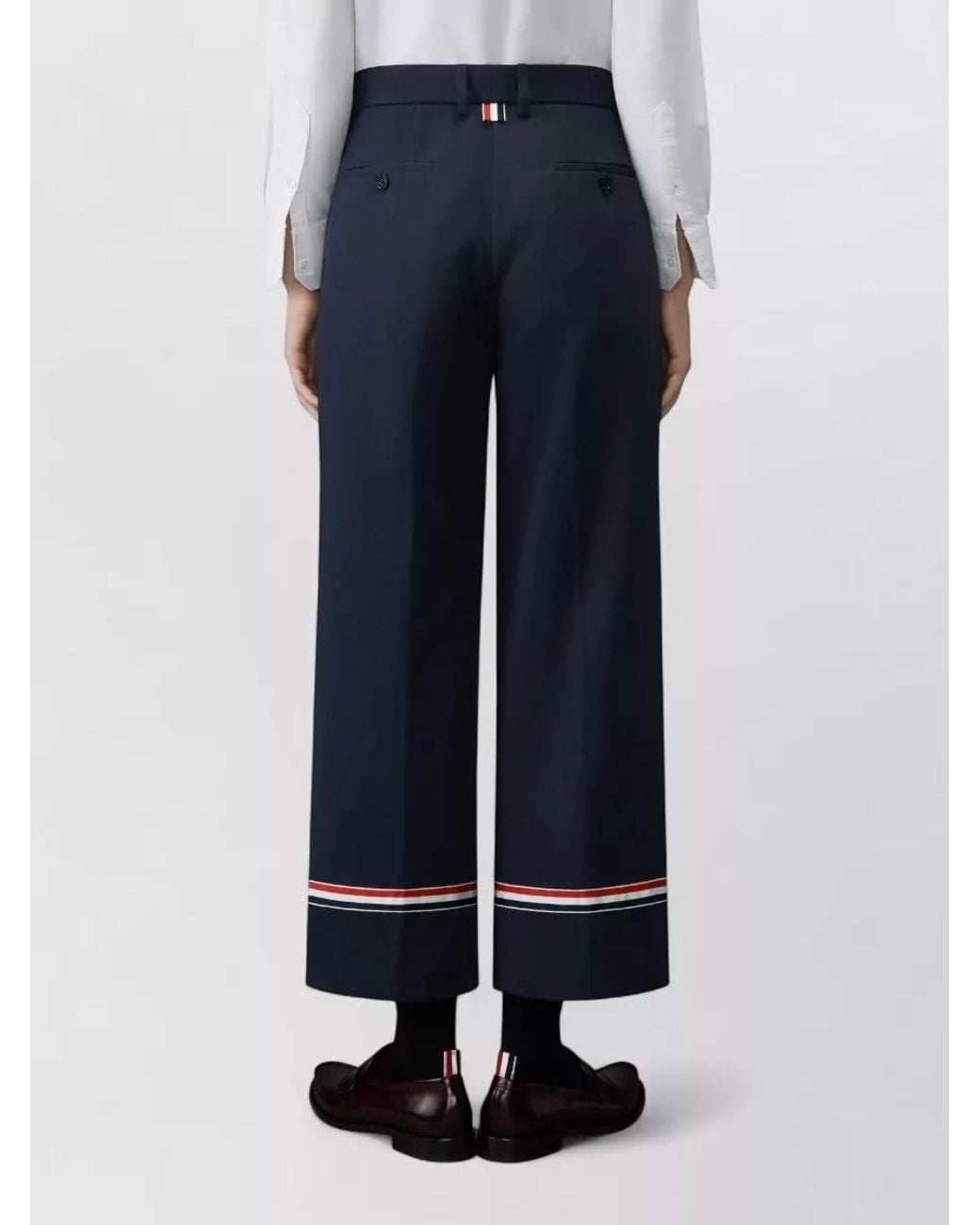 Thom Browne Blue Cotton Wide-Leg Trousers