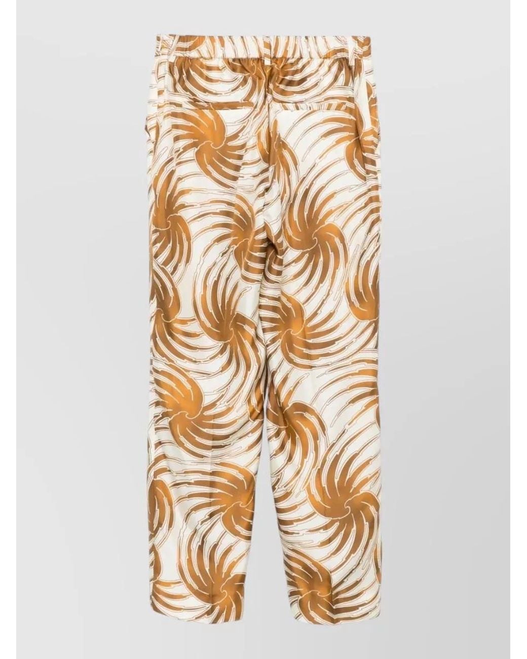 Alberto Biani Metallic Silk Abstract Print Straight Trousers