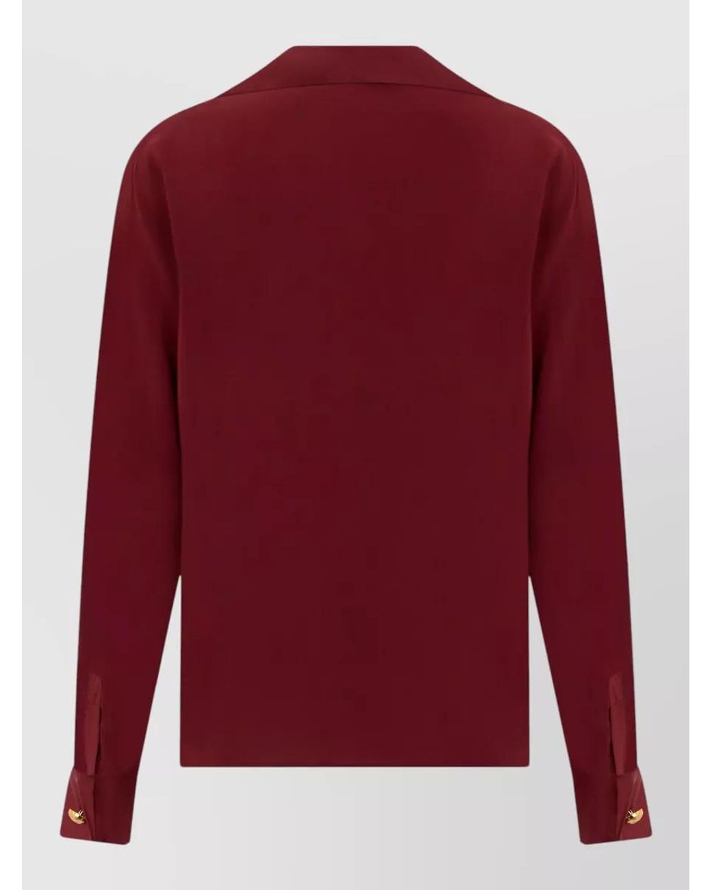 Max Mara Red Silk Long-Sleeve Polo Blouse